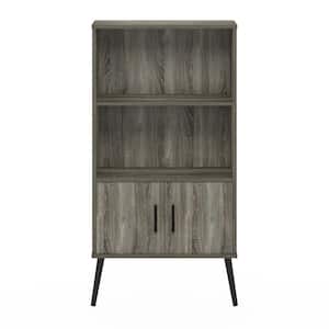 Claude French Oak Grey Mid-Century Style Accent Cabinet with 2-Shelf