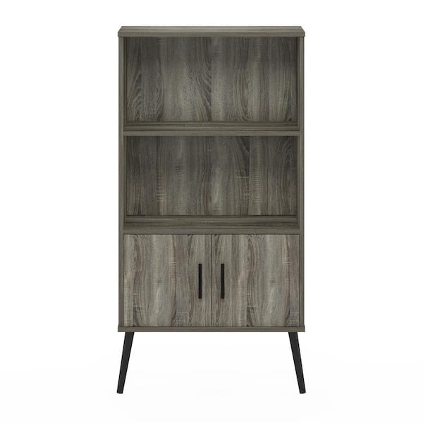 Furinno Claude French Oak Grey Mid-Century Style Accent Cabinet with 2-Shelf