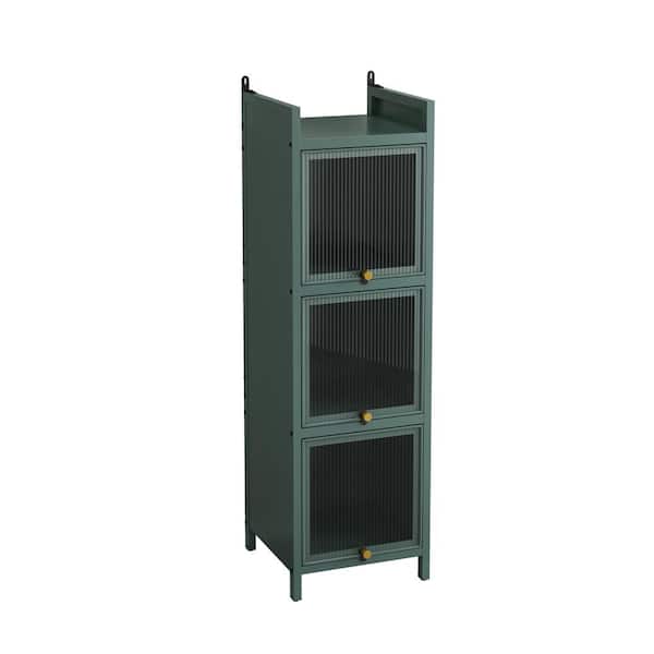 13.78 in. W x 14.17 in. D x 47.24 in. H Dark Green Linen Cabinet with Featuring 4-Tier Storage for Bathroom, Entryway