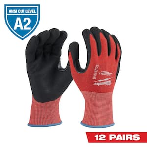 Small Red Nitrile Level 2 Cut Resistant Dipped Work Gloves (12-Pack)