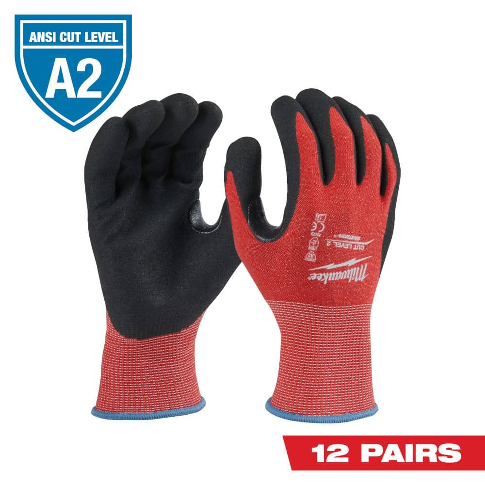 Milwaukee XLarge Red Nitrile Level 2 Cut Resistant Dipped Work Gloves (12Pack) 48228928B