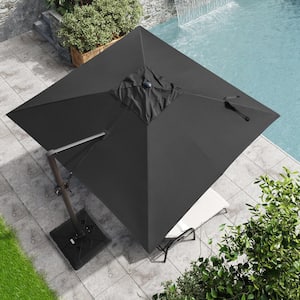 10 ft. Heavy-Duty Cantilever Tilt Patio Umbrella in Black