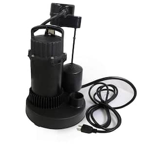 Heavy Duty Submersible 1/3 hp. Sump Pump Kit with Float Switch, Check Valve, and Torque Wrench, Black, 4 Piece