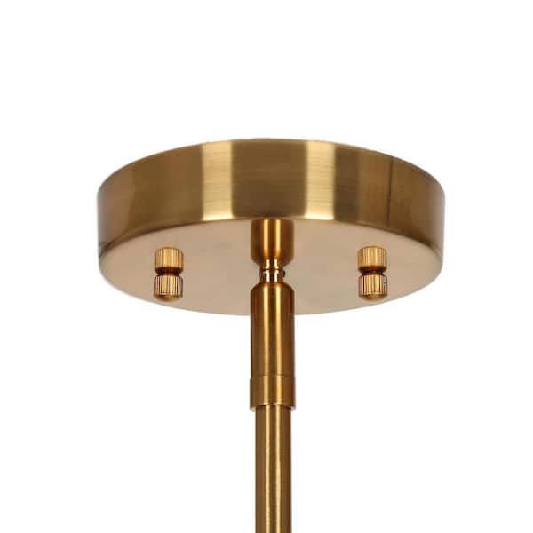 LNC Venus 5-Light Plated Brass Modern Large Chandelier with Tapered Drum Clear Seedy Glass Shades for Living Room