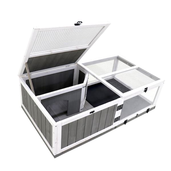 Miscool Any Wooden Turtle House Small Animal Turtle Cage Outdoor Reptile Cage with Rest Area and Play Water Game Area