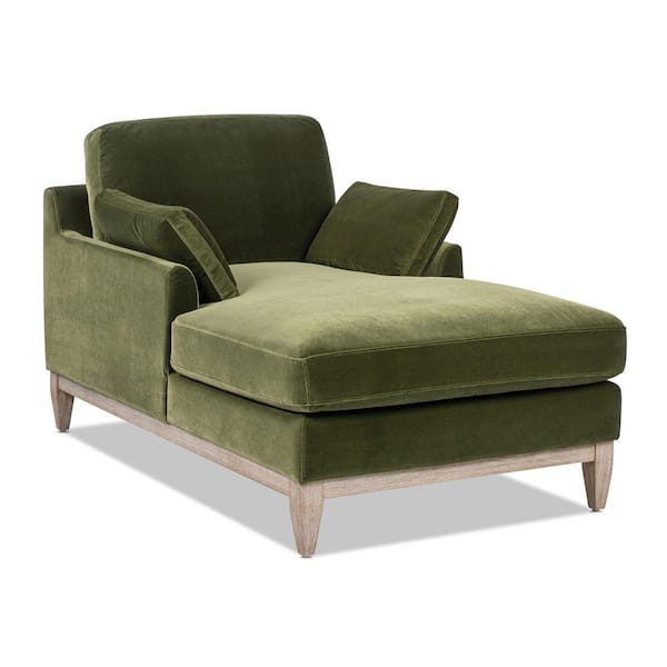 Pasadena Modern Farmhouse Performance Velvet Living Room Chaise Lounge Chair in Olive Green