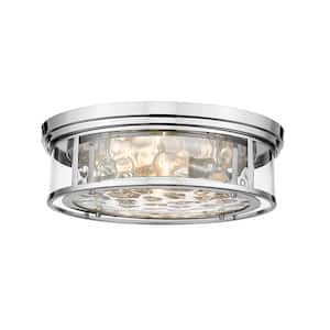Clarion 20.75 in. 4-Light Polished Nickel Flush Mount with Inner Clear Water and Outer Clear Glass Shade
