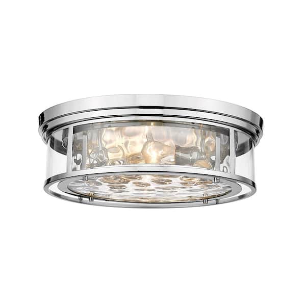 Unbranded Clarion 20.75 in. 4-Light Polished Nickel Flush Mount with Inner Clear Water and Outer Clear Glass Shade