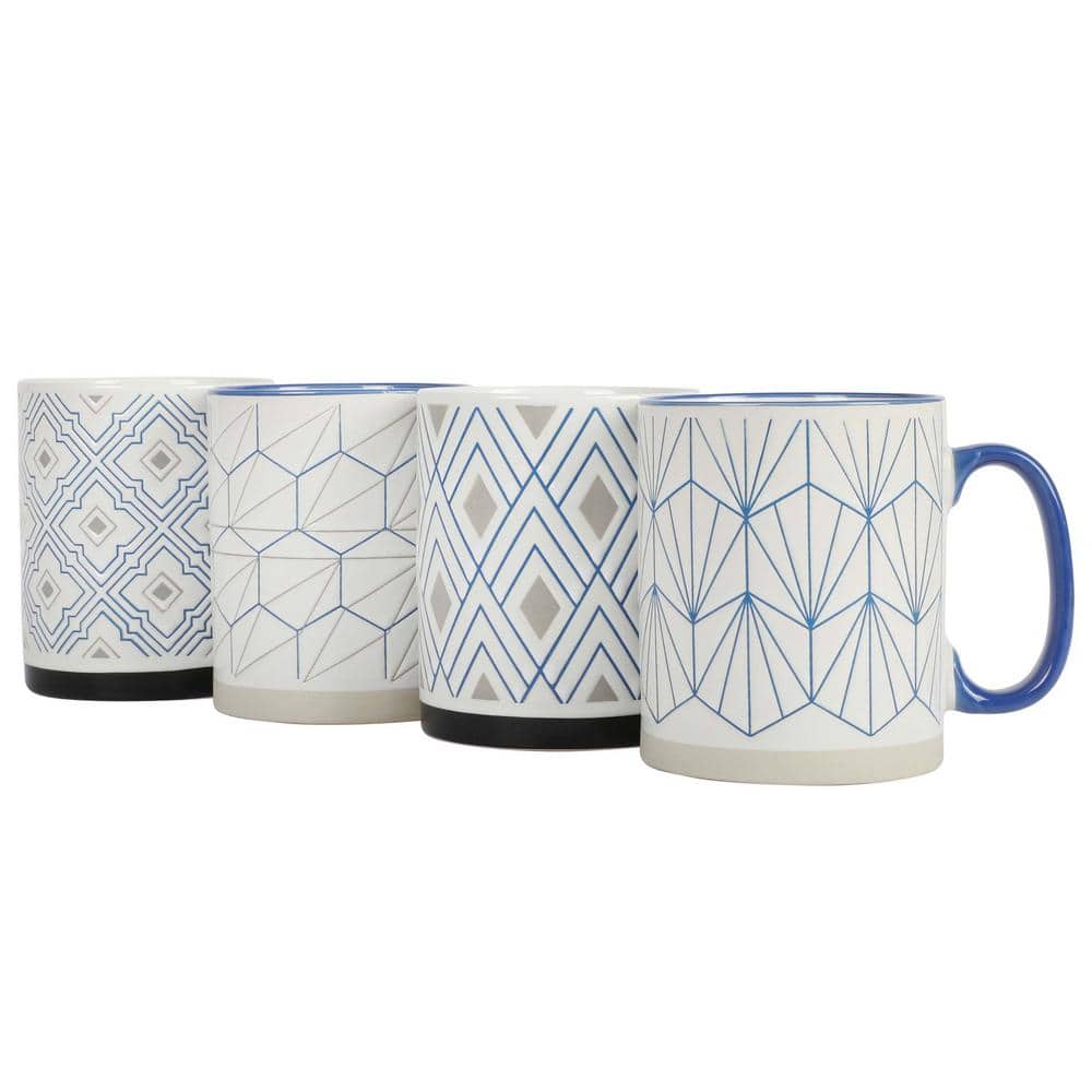Parkmill Assorted Geometric Ceramic 17oz Coffee Mug Set