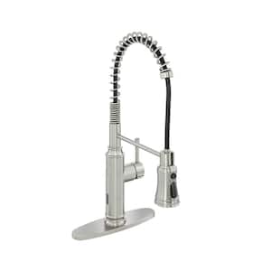 Single-Handle Pull Down Sprayer Kitchen Faucet with Infrared Induction Function in Brushed Nickel