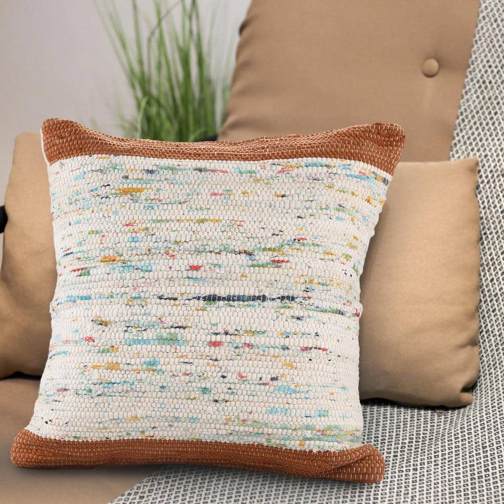 Ray Brown and Multicolor Cotton Square Throw Pillow Set