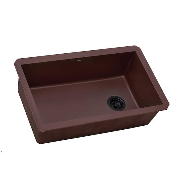 Ruvati epiGranite 32 x 19 in. Undermount Single Bowl Carnelian Red Granite Composite Kitchen Sink