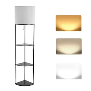 61 in. Black Floor Lamp with Corner Shelf