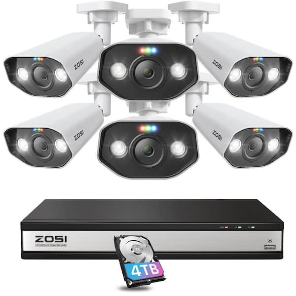 4K UHD 16-Channel (Up to 24CH) 4TB POE NVR Surveillance System with 6 Wired 8MP Outdoor Bullet Cameras