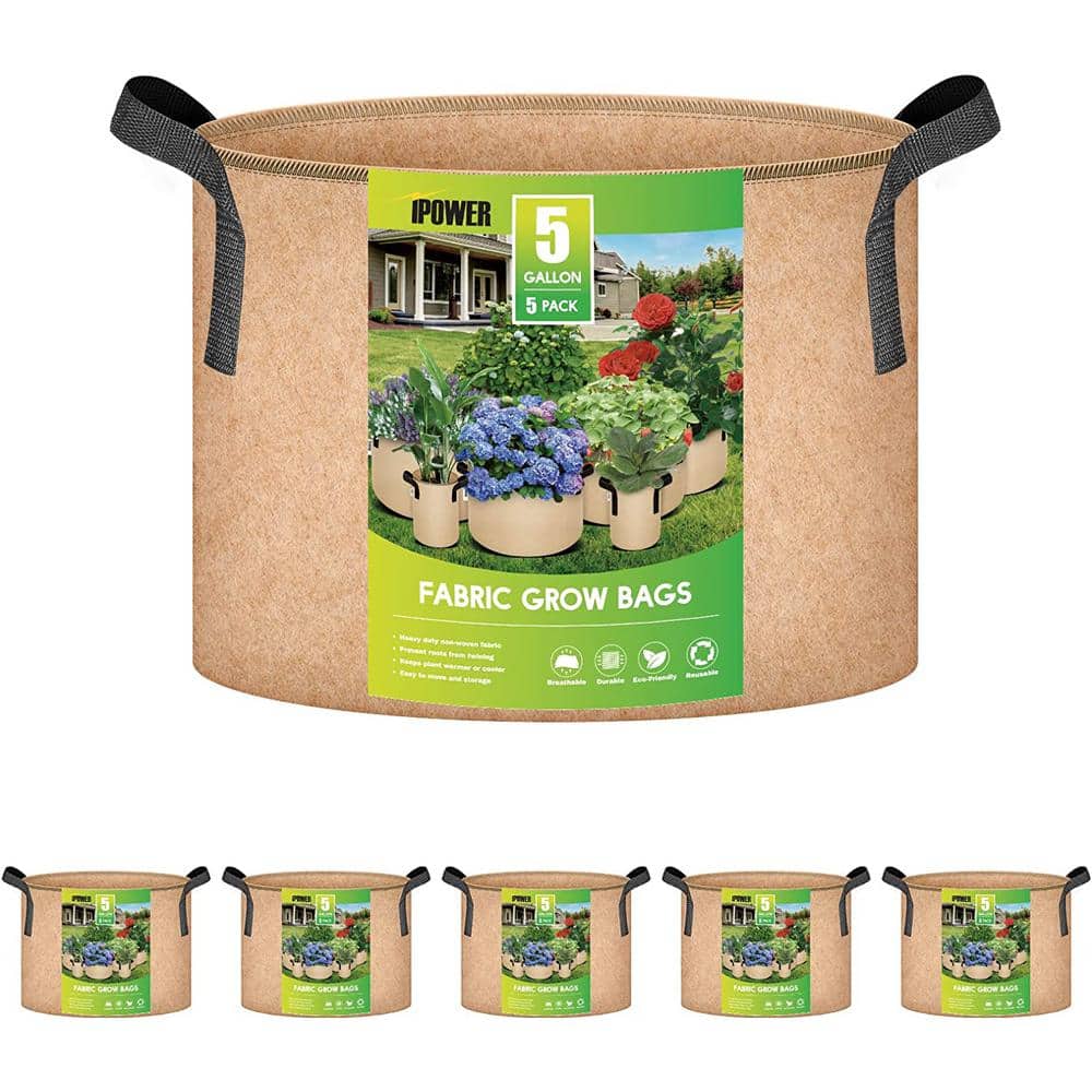 WHATWEARS 12-Pack 5 Gallon Plant Grow Bags, Thickened Nonwoven Fabric Pots  with Handles, Vegetable Planter Bags Containers, Cloth Planters for Garden