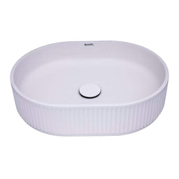 Cordona 19 in. Vessel Bathroom Sink in White Porcelain with Drain