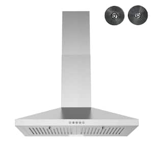 30 in. Goffredo Convertible Wall Mount Range Hood in Brushed Stainless Steel, Baffle Filters,Electronic Button,LED Light