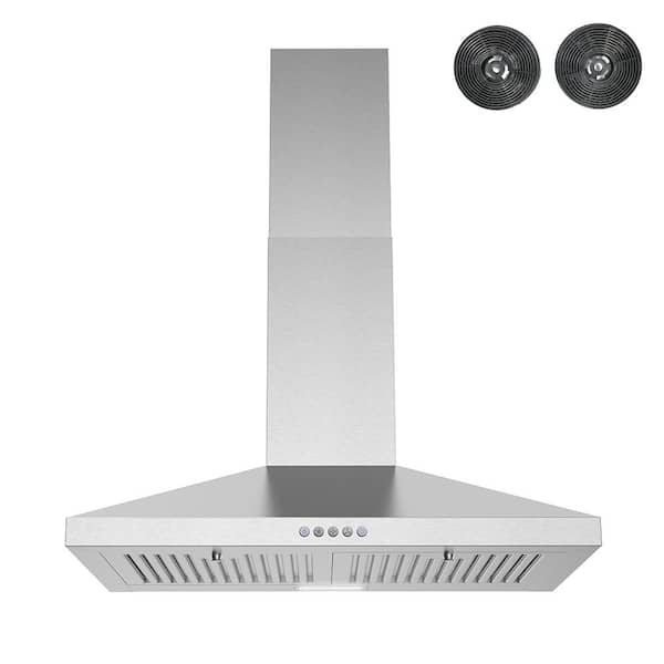 Streamline 30 in. Goffredo Convertible Wall Mount Range Hood in Brushed Stainless Steel, Baffle Filters,Electronic Button,LED Light