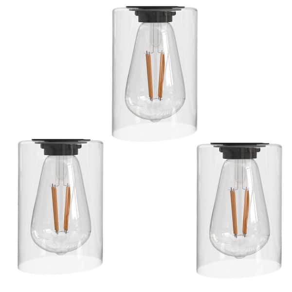 YANSUN 6 in. Clear Glass Cylindrical Shade with 4 in. Lip, Fitter