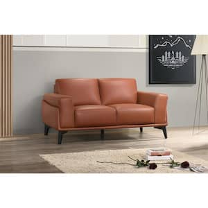 New Classic Furniture Como 63 in. Terracotta Leather 2-Seater Loveseat