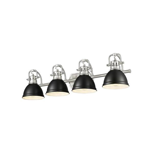 Golden Lighting - Duncan 8.25 in. 4-Light Pewter Vanity Light with Black Shade