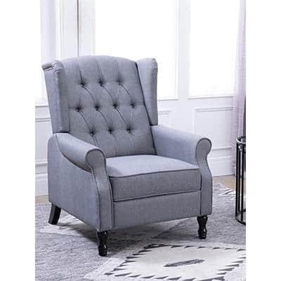  HOMCOM Traditional Living Room Chair, Armchair with Button  Tufted Polygonal Straight Back, Single Sofa with Thick Padding, Light Gray  : Home & Kitchen