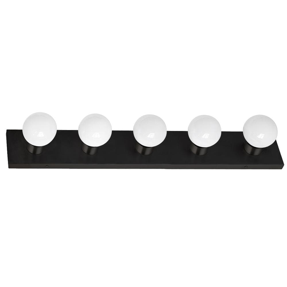 Matte Black 5-Light Dimmable Vanity Strip Light
