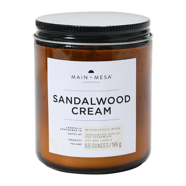 Unbranded 6.5 fl. oz. Sandalwood Cream Lidded Glass Scented Candle (1-Pack)