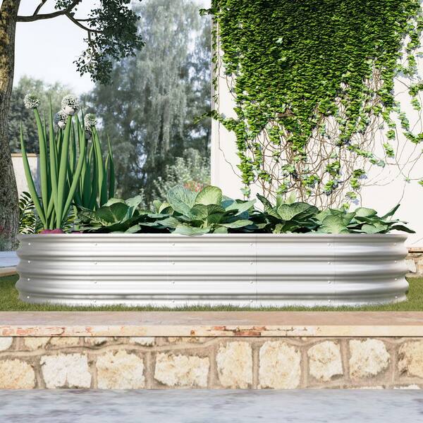 69 in. L x 39 in. x 12 in. Silver Metal Raised Garden Bed Kit