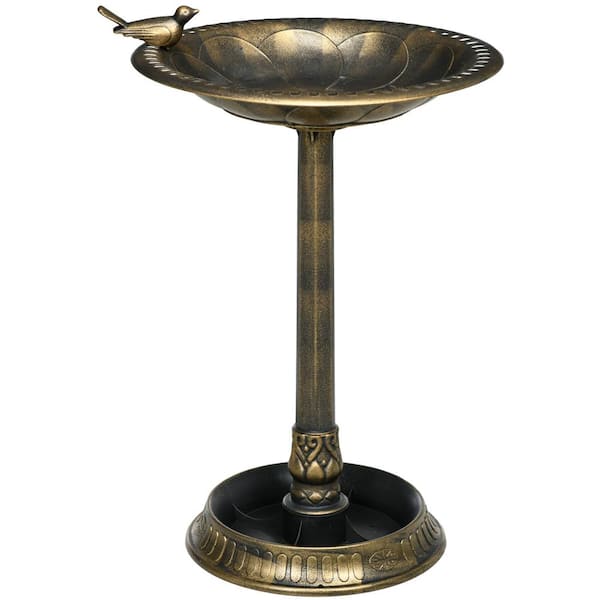 Sudzendf 28 in. Antique Bronze Bird Bath with Pedestal Flower Planter Base, Vintage Style Decorative Birdbath Bird Feeder Bowl