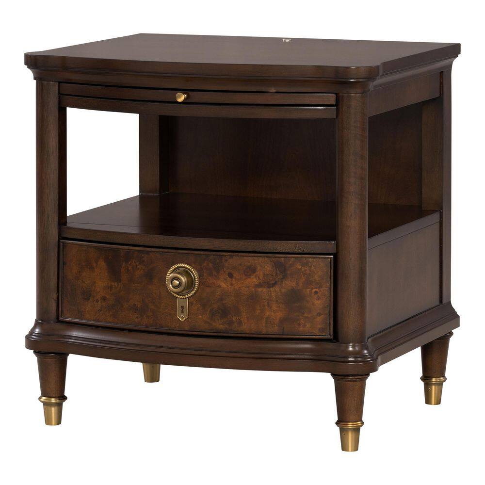 Whitney 24 in. Dark Cherry Rectangular Wood Top End Table with LED and Pull Out Tray - thumbnail 7