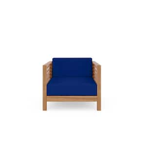 Sylvie Teak Outdoor Lounge Chair with Sunbrella True Blue Cushion