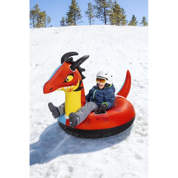 H2OGO! 56 in. x 38 in. Dragon Fury Kids Winter Snow Sled Tube for Ages 6  and Up 39096E-BW - The Home Depot