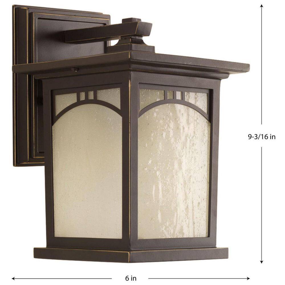 Antique Bronze Cylinder Outdoor Wall Sconce with Art Glass Shade