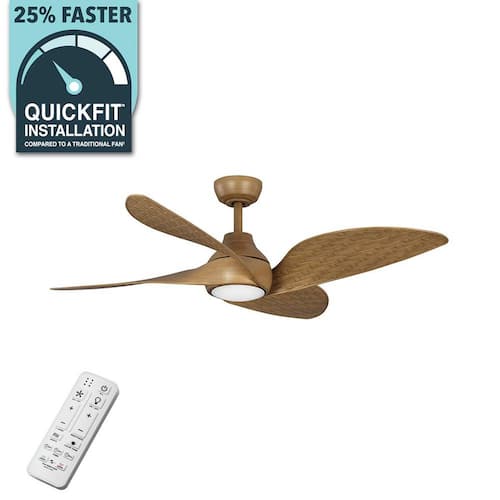Fernbrooke 52 in. Indoor/Outdoor Brown Oak Ceiling Fan with Adjustable White Integrated LED and Remote Control Hampton Bay Ceiling Fans With Lights
