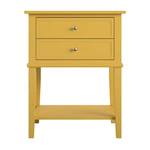 Queensbury 22 in. Mustard Yellow Accent Table with 2 Drawers