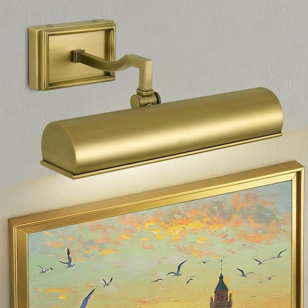 12 in. 2-Light Dimmable LED Brass Wall Sconce, Adjustable Picture Light, Wall Light for Picture, Artwork, Display