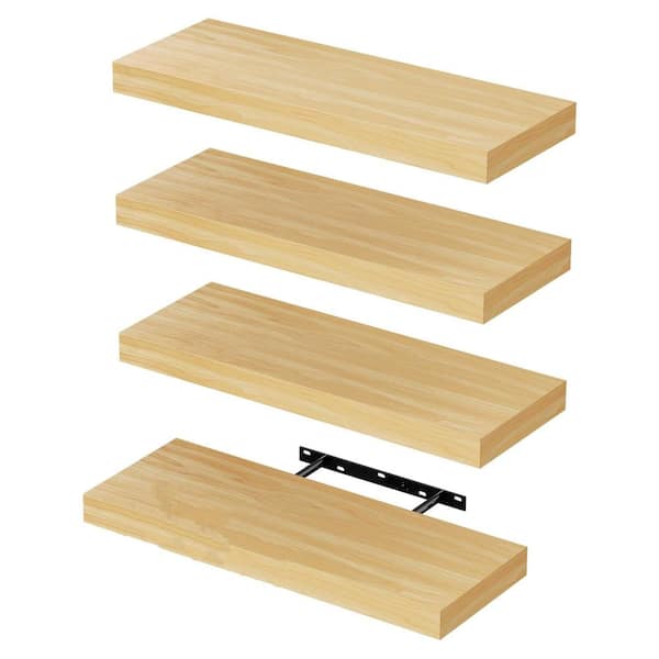 Unbranded 15.7 in. W x 6.7 in. D Maple Floating Decorative Wall Shelf, Wood Modern Display Shelves, Set of 4