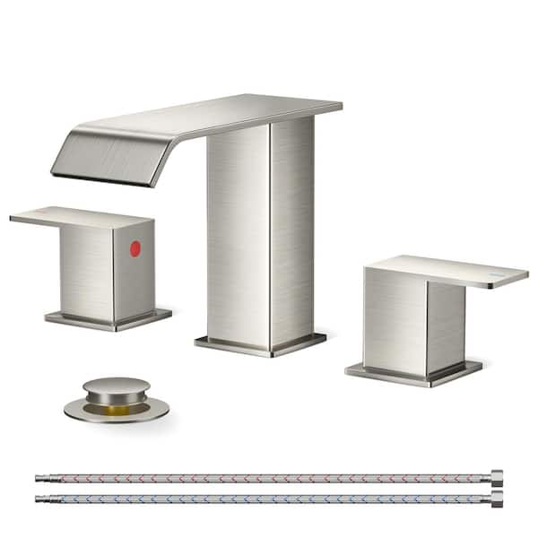 8 in. Widespread Double Handle Bathroom Faucet with Pop-up Drain in Brushed Nickel