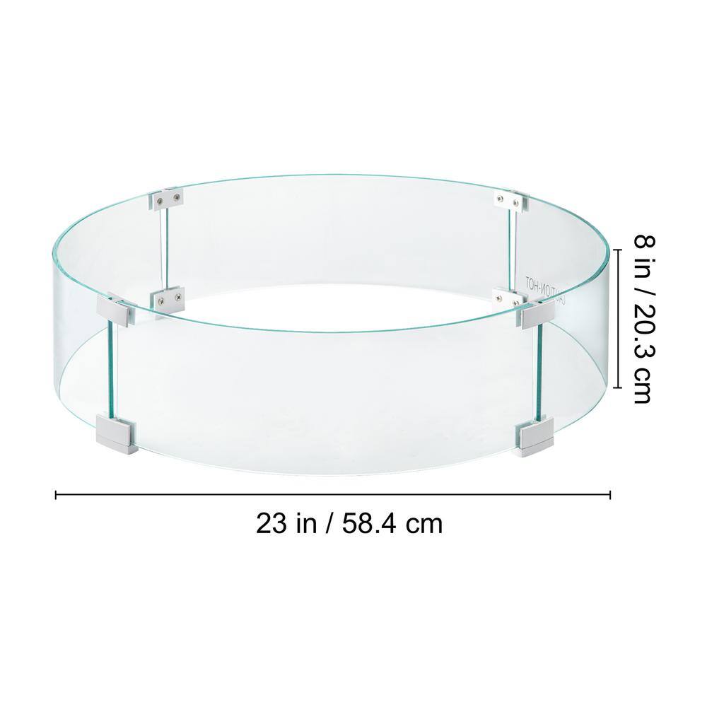 23" Clear Tempered Glass Round Fire Pit Wind Guard