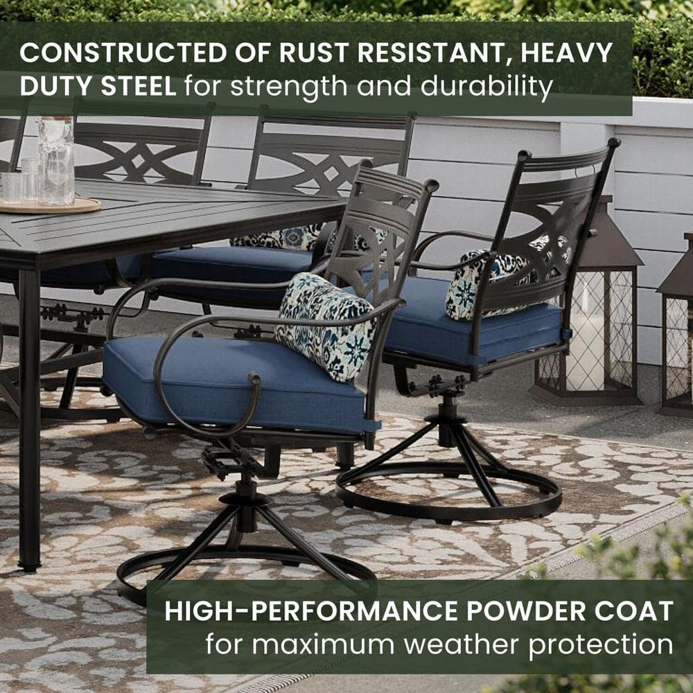 Montclair Navy Blue 11-Piece Steel Outdoor Dining Set