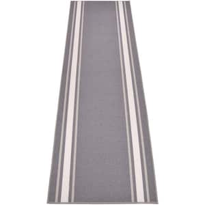 Solid Border Design Cut to Size Gray Color 26 " Width x Your Choice Length Custom Size Slip Resistant Stair Runner Rug