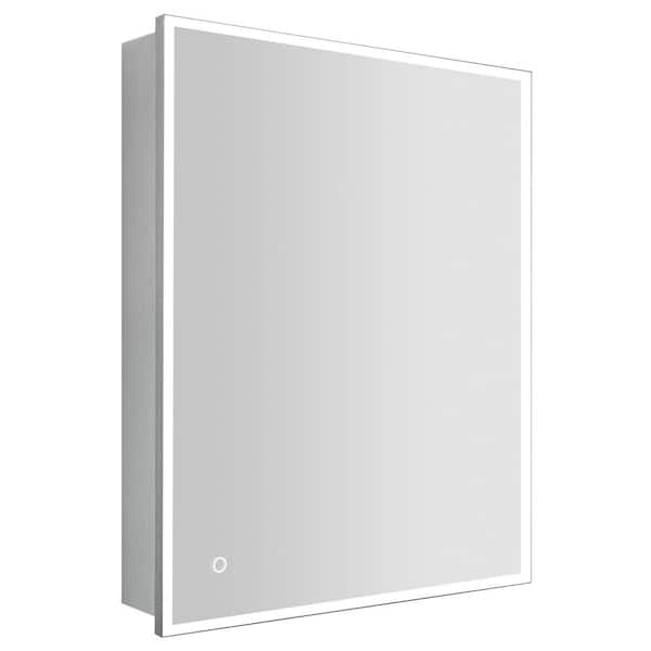 KINWELL 24 in. W x 30 in. H Medium Rectangular Silver Aluminum Recessed/Surface Mount Medicine Cabinet with Mirror