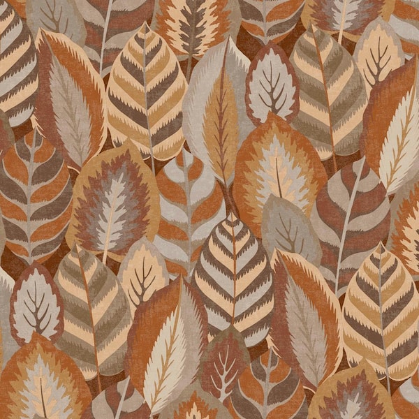Graham & Brown Sublime Arty Leaves Brown Wallpaper Sample