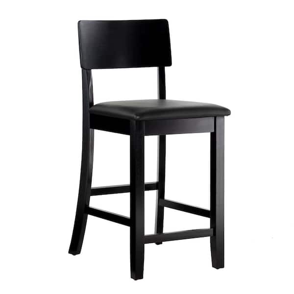 Linon Home Decor Toro 37"H Black Wood 25" Seat Height Counter Stool with Padded Vinyl Seat