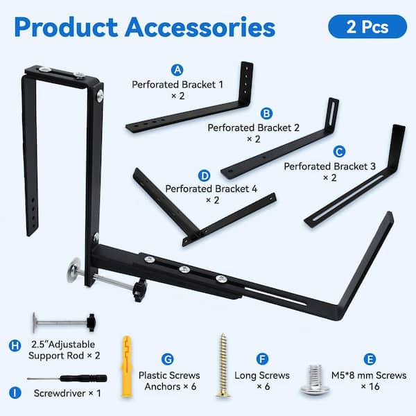 SenQWFa Metal Adjustable Window Box Bracket with Heavy Duty Wall