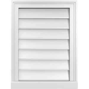 18 in. x 24 in. Vertical Surface Mount PVC Gable Vent: Decorative with Brickmould Sill Frame