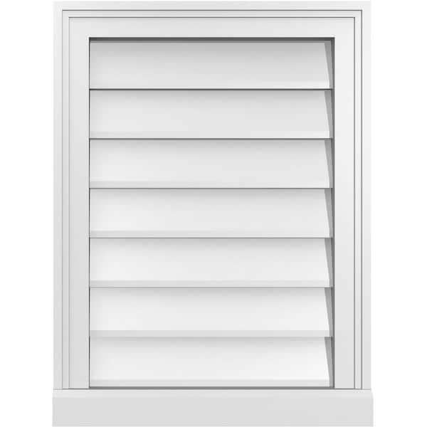 Ekena Millwork 18 in. x 24 in. Vertical Surface Mount PVC Gable Vent: Decorative with Brickmould Sill Frame
