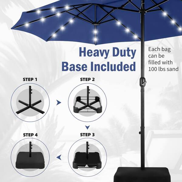 ブリュール ArtePura PHI VILLA 15 ft. Market Patio Umbrella With Lights Base and