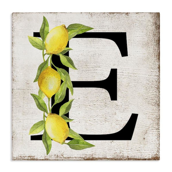 Stupell Industries E with Lemon Letter by Creatif Belle Unframed Food Graphic Art Print 30 in. x 30 in.